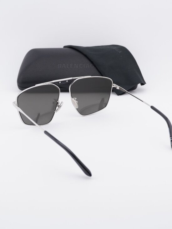 Balenciaga BB0246SA 002 Aviator Sunglasses - Silver/Silver Mirror Double main image 9